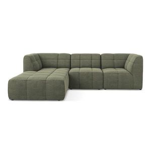 Zelená rohová pohovka z textílie buklé (ľavý roh/s leňoškou) Aloha – Makamii vyobraziť