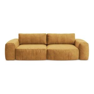 Ženilková rozkladacia pohovka v horčicovej farbe 275 cm Kuki – Makamii vyobraziť