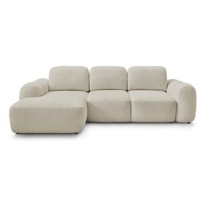 Béžová rozkladacia/s úložným priestorom rohová pohovka z textílie buklé (ľavý roh/s leňoškou) Montaigne – Bobochic Paris vyobraziť