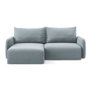 Modrá zamatová rozkladacia/s úložným priestorom rohová pohovka (ľavý roh/s leňoškou) Kalena – Makamii vyobraziť