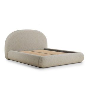 Béžová čalúnená dvojlôžková posteľ s úložným priestorom s roštom 160x200 cm Maumere – Maison de Rêve vyobraziť