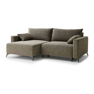 Hnedá ženilková rozkladacia/s úložným priestorom rohová pohovka (ľavý roh/s leňoškou) Leon – Maison de Rêve vyobraziť