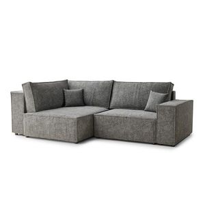 Sivá ženilková rozkladacia/s úložným priestorom rohová pohovka (ľavý roh/do L) Tonga – Maison de Rêve vyobraziť