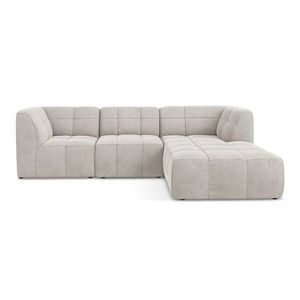 Béžová zamatová rohová pohovka (pravý roh/s leňoškou) Aloha – Makamii vyobraziť