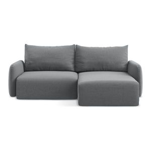 Sivá zamatová rozkladacia/s úložným priestorom rohová pohovka (pravý roh/s leňoškou) Kalena – Makamii vyobraziť