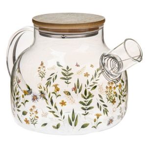 Zelená sklenená kanvica na čaj 1 l Wildflowers – Dakls vyobraziť