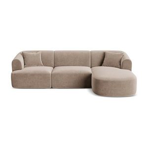 Svetlohnedá zamatová rohová pohovka (pravý roh/s leňoškou) Campi – Cosmopolitan Design vyobraziť