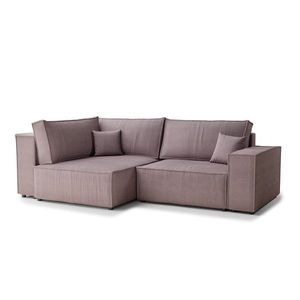 Fialová menčestrová rozkladacia/s úložným priestorom rohová pohovka (ľavý roh/do L) Tonga – Maison de Rêve vyobraziť