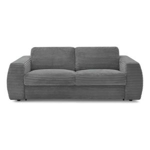 Tmavosivá menčestrová pohovka na každodenné spanie/rozkladacia 240 cm Hugo – Bobochic Paris vyobraziť