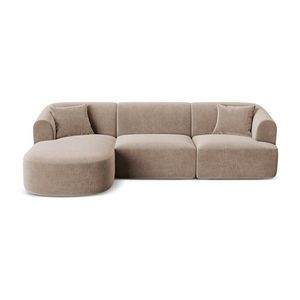 Svetlohnedá zamatová rohová pohovka (ľavý roh/s leňoškou) Campi – Cosmopolitan Design vyobraziť