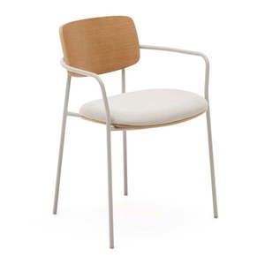 Béžová čalúnená jedálenská stolička s podrúčkami/stohovateľná Maureen – Kave Home vyobraziť