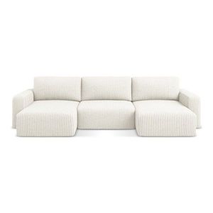 Krémovobiela menčestrová rozkladacia/s úložným priestorom rohová pohovka (do tvaru "U") Kona – Makamii vyobraziť