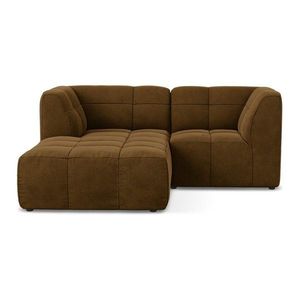 Zamatová rohová pohovka v horčicovej farbe (ľavý roh/s leňoškou) Aloha – Makamii vyobraziť