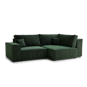 Tmavozelená ženilková rozkladacia/s úložným priestorom rohová pohovka (pravý roh/do L) Tonga – Maison de Rêve vyobraziť