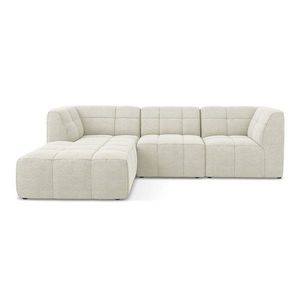 Béžová rohová pohovka z textílie buklé (ľavý roh/s leňoškou) Aloha – Makamii vyobraziť