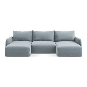 Modrá zamatová rozkladacia/s úložným priestorom rohová pohovka (do tvaru "U") Kalena – Makamii vyobraziť