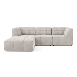 Béžová zamatová rohová pohovka (ľavý roh/s leňoškou) Aloha – Makamii vyobraziť