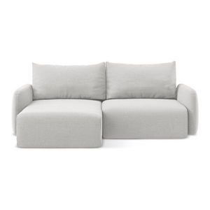 Svetlosivá zamatová rozkladacia/s úložným priestorom rohová pohovka (ľavý roh/s leňoškou) Kalena – Makamii vyobraziť