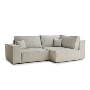 Krémovobiela menčestrová rozkladacia/s úložným priestorom rohová pohovka (pravý roh/do L) Tonga – Maison de Rêve vyobraziť