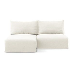 Krémovobiela zamatová rozkladacia/s úložným priestorom rohová pohovka (ľavý roh/s leňoškou) Kalena – Makamii vyobraziť