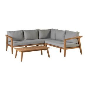 Sivá/v prírodnej farbe záhradná lounge súprava z teakového dreva pre 4 osoby Lucca – WOOOD vyobraziť