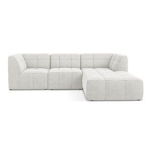 Biela rohová pohovka z textílie buklé (pravý roh/s leňoškou) Aloha – Makamii vyobraziť