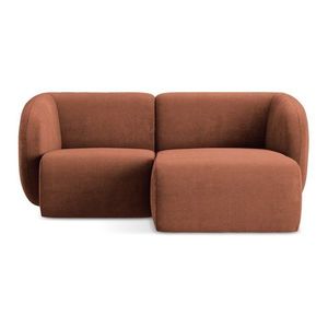 Ženilková rohová pohovka v terakotovej farbe (pravý roh/s leňoškou) Lani – Makamii vyobraziť