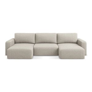 Béžová menčestrová rozkladacia/s úložným priestorom rohová pohovka (do tvaru "U") Kona – Makamii vyobraziť