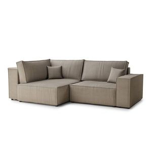 Béžová menčestrová rozkladacia/s úložným priestorom rohová pohovka (ľavý roh/do L) Tonga – Maison de Rêve vyobraziť