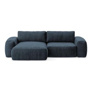 Tmavomodrá ženilková rozkladacia rohová pohovka (ľavý roh/s leňoškou) Kuki – Makamii vyobraziť