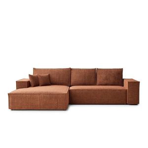 Ženilková rozkladacia/s úložným priestorom rohová pohovka v medenej farbe (ľavý roh/s leňoškou) Maze – Maison de Rêve vyobraziť