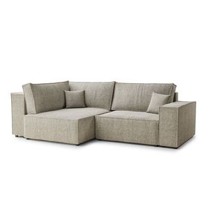 Béžová ženilková rozkladacia/s úložným priestorom rohová pohovka (ľavý roh/do L) Tonga – Maison de Rêve vyobraziť