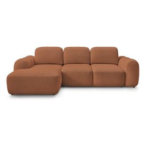 Oranžová rozkladacia/s úložným priestorom rohová pohovka z textílie buklé (ľavý roh/s leňoškou) Montaigne – Bobochic Paris vyobraziť