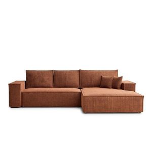 Ženilková rozkladacia/s úložným priestorom rohová pohovka v medenej farbe (pravý roh/s leňoškou) Maze – Maison de Rêve vyobraziť