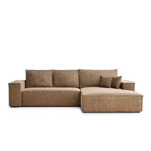 Svetlohnedá ženilková rozkladacia/s úložným priestorom rohová pohovka (pravý roh/s leňoškou) Maze – Maison de Rêve vyobraziť