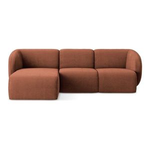 Ženilková rohová pohovka v terakotovej farbe (ľavý roh/s leňoškou) Lani – Makamii vyobraziť