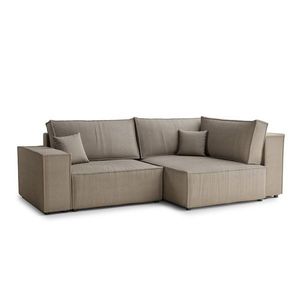 Béžová menčestrová rozkladacia/s úložným priestorom rohová pohovka (pravý roh/do L) Tonga – Maison de Rêve vyobraziť