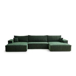 Tmavozelená ženilková rozkladacia/s úložným priestorom rohová pohovka (do tvaru "U") Kyoto – Maison de Rêve vyobraziť