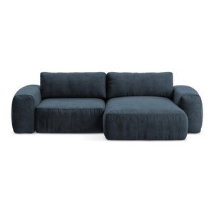 Tmavomodrá ženilková rozkladacia rohová pohovka (pravý roh/s leňoškou) Kuki – Makamii vyobraziť