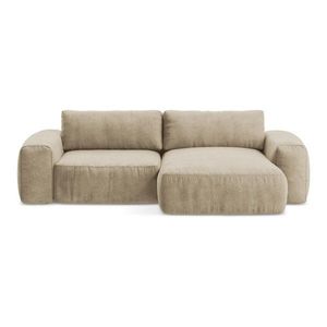 Svetlohnedá ženilková rozkladacia rohová pohovka (pravý roh/s leňoškou) Kuki – Makamii vyobraziť