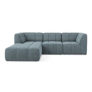 Modrá rohová pohovka z textílie buklé (ľavý roh/s leňoškou) Aloha – Makamii vyobraziť