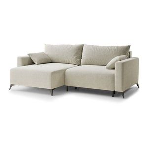 Krémovobiela ženilková rozkladacia/s úložným priestorom rohová pohovka (ľavý roh/s leňoškou) Leon – Maison de Rêve vyobraziť