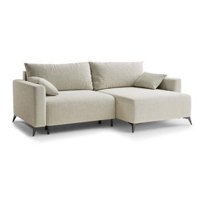 Krémovobiela ženilková rozkladacia/s úložným priestorom rohová pohovka (pravý roh/s leňoškou) Leon – Maison de Rêve vyobraziť