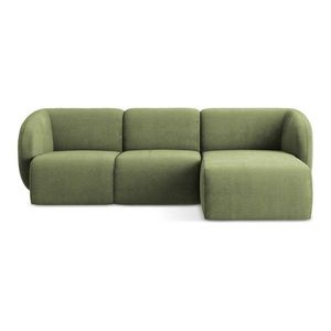 Zelená ženilková rohová pohovka (pravý roh/s leňoškou) Lani – Makamii vyobraziť