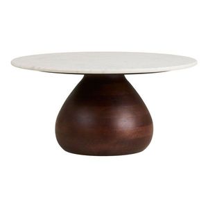 Biely/v tmavo prírodnej farbe okrúhly konferenčný stolík s mramorovou doskou ø 70 cm Heide – House Nordic vyobraziť