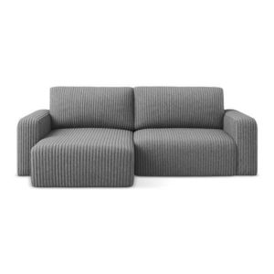 Sivá menčestrová rozkladacia/s úložným priestorom rohová pohovka (ľavý roh/s leňoškou) Kona – Makamii vyobraziť