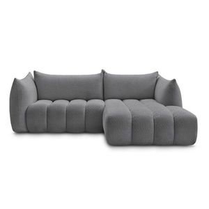 Sivá rohová pohovka z textílie buklé (pravý roh/s leňoškou) Azra – Bobochic Paris vyobraziť