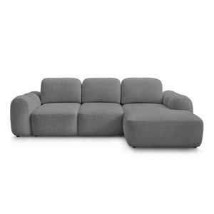 Sivá rozkladacia/s úložným priestorom rohová pohovka z textílie buklé (pravý roh/s leňoškou) Montaigne – Bobochic Paris vyobraziť