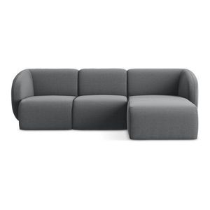 Sivá zamatová rohová pohovka (pravý roh/s leňoškou) Lani – Makamii vyobraziť