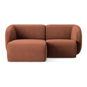 Ženilková rohová pohovka v terakotovej farbe (ľavý roh/s leňoškou) Lani – Makamii vyobraziť